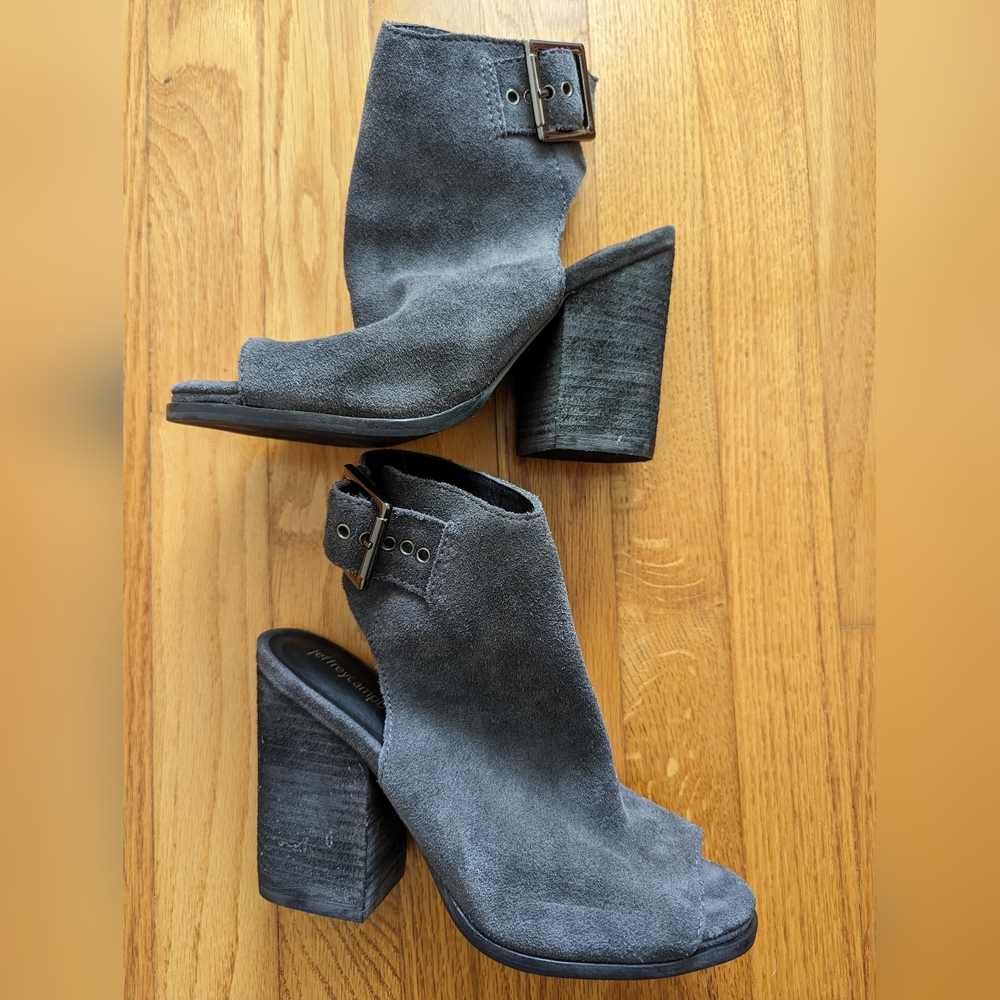 Jeffrey Campbell Brianna Grey Suede Peep Toe Sandals